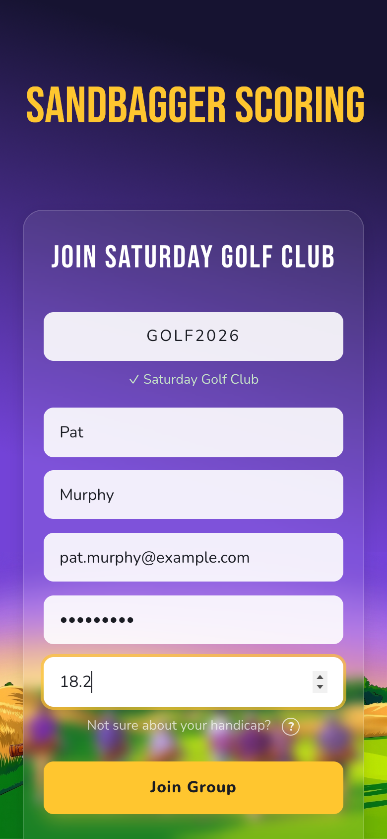 Join a group form with valid invite code