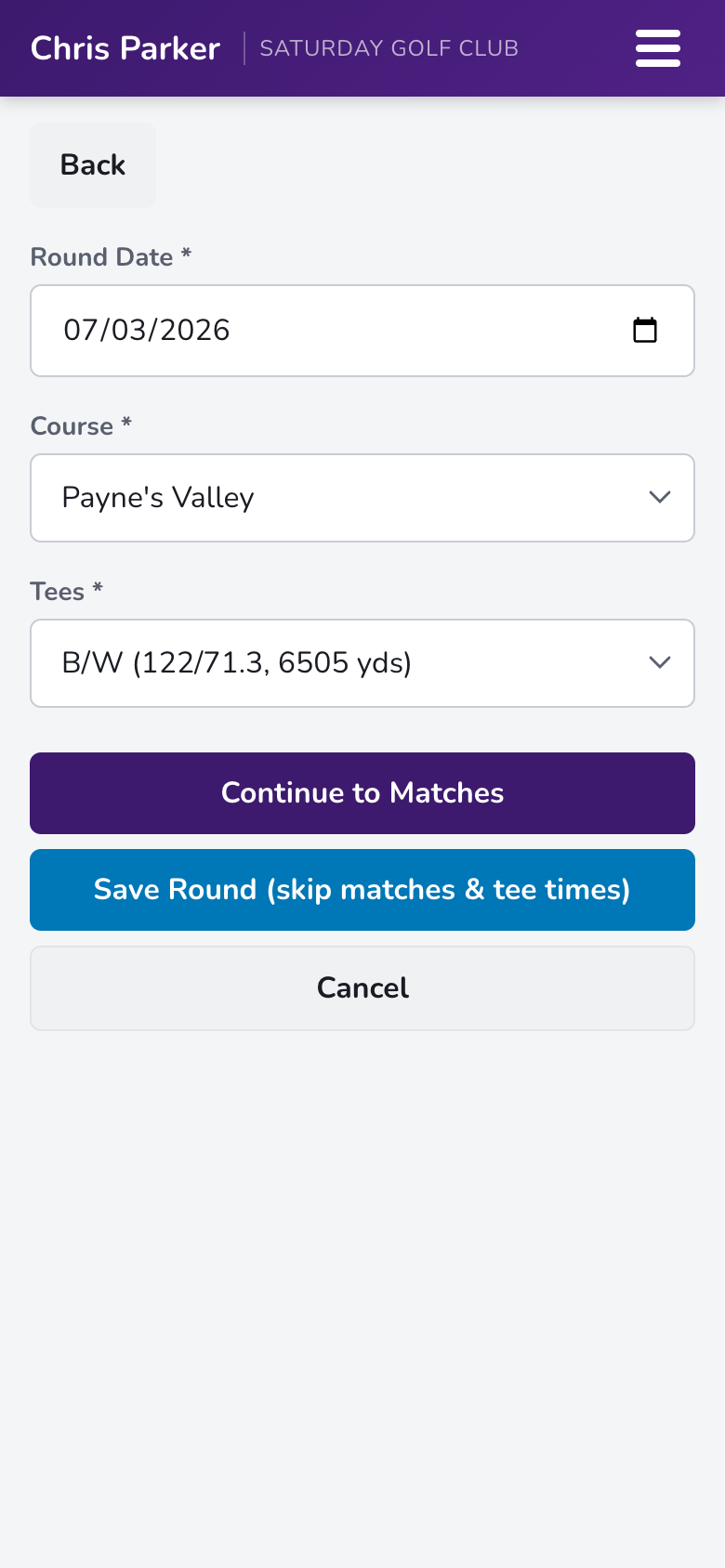 Round information form